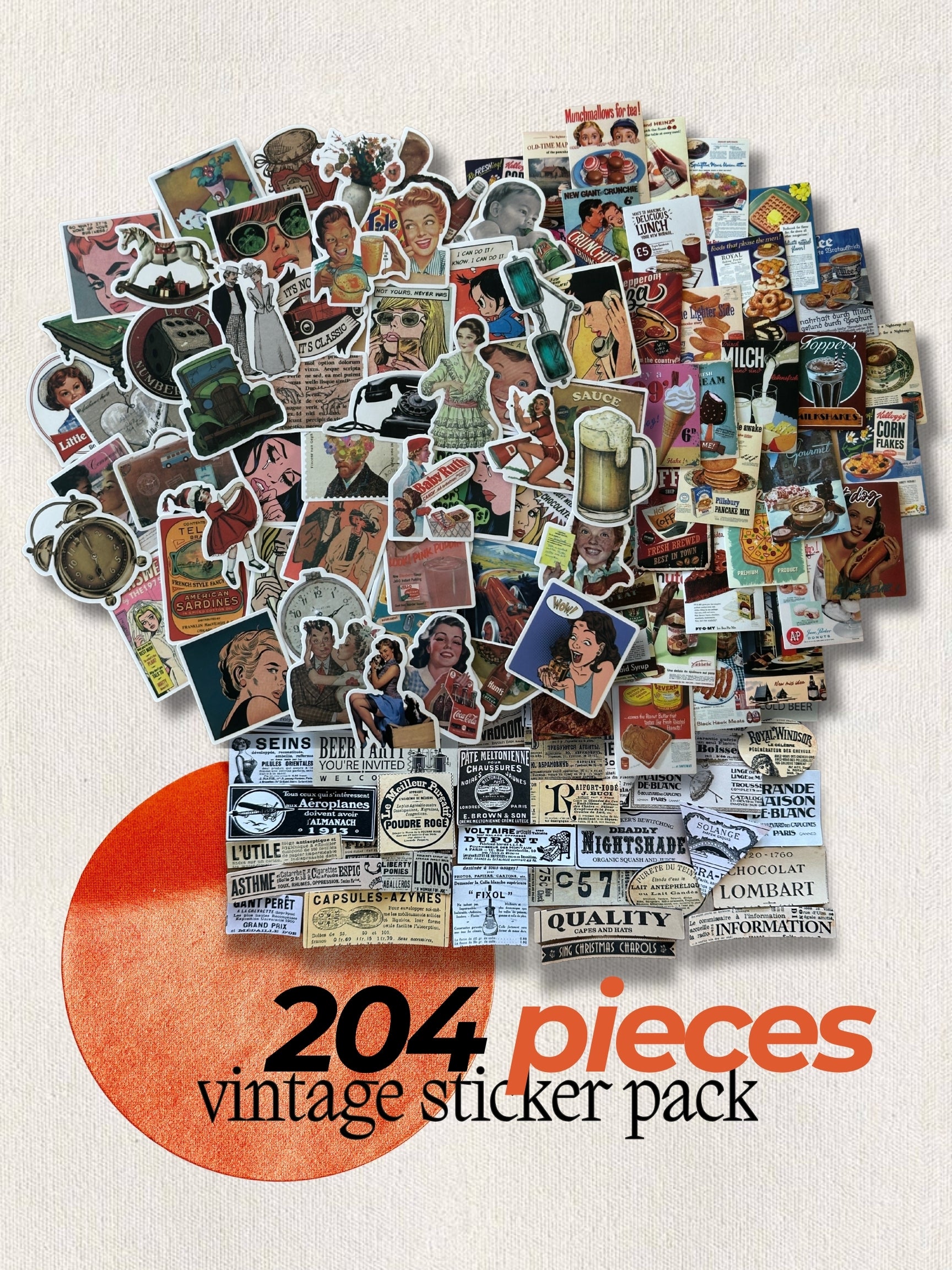 Vintage & Ephemera Sticker Pack for Junk Journals & Scrapbooking