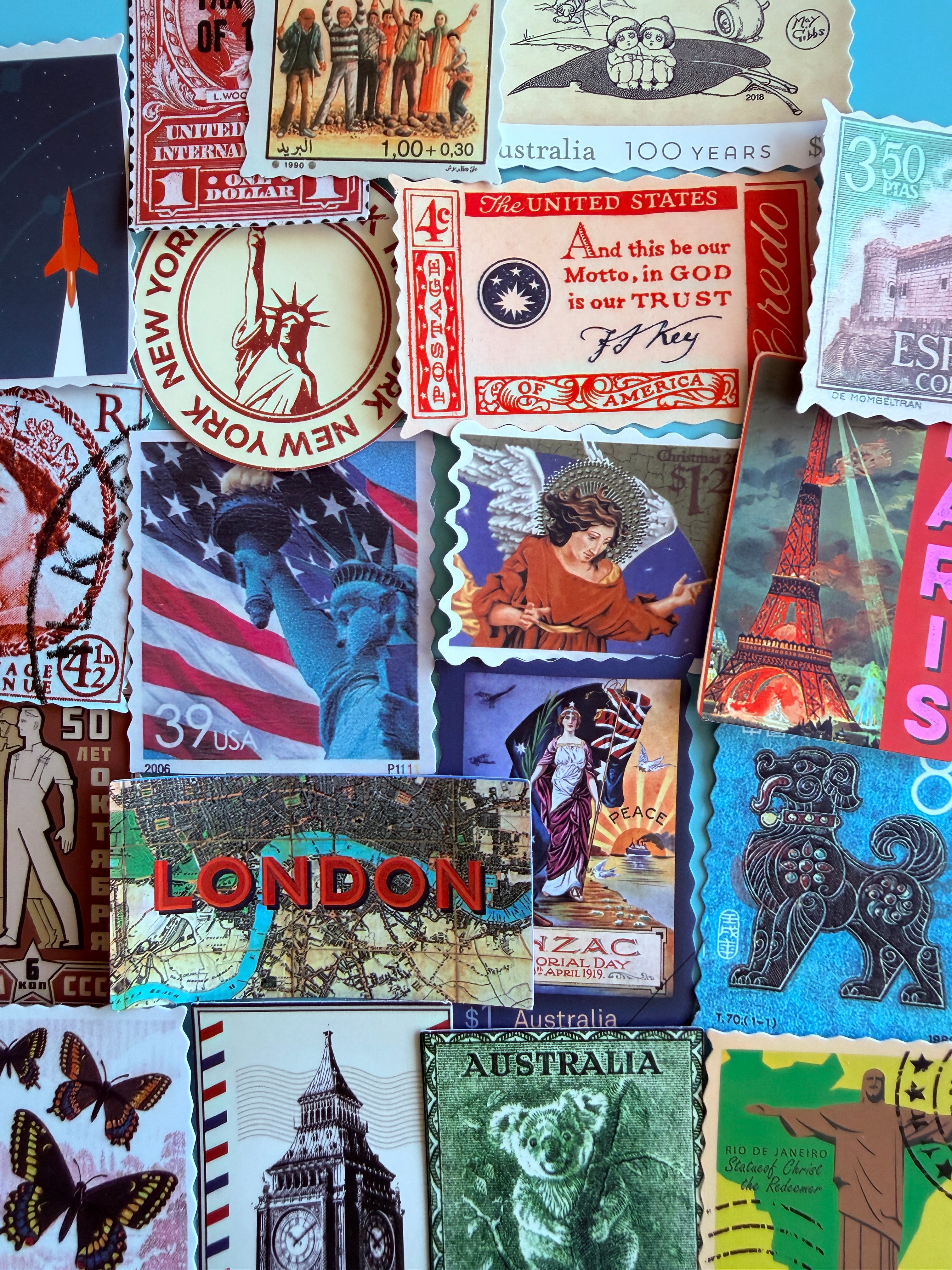 Vintage Stamp Ephemera Set 50 Pieces