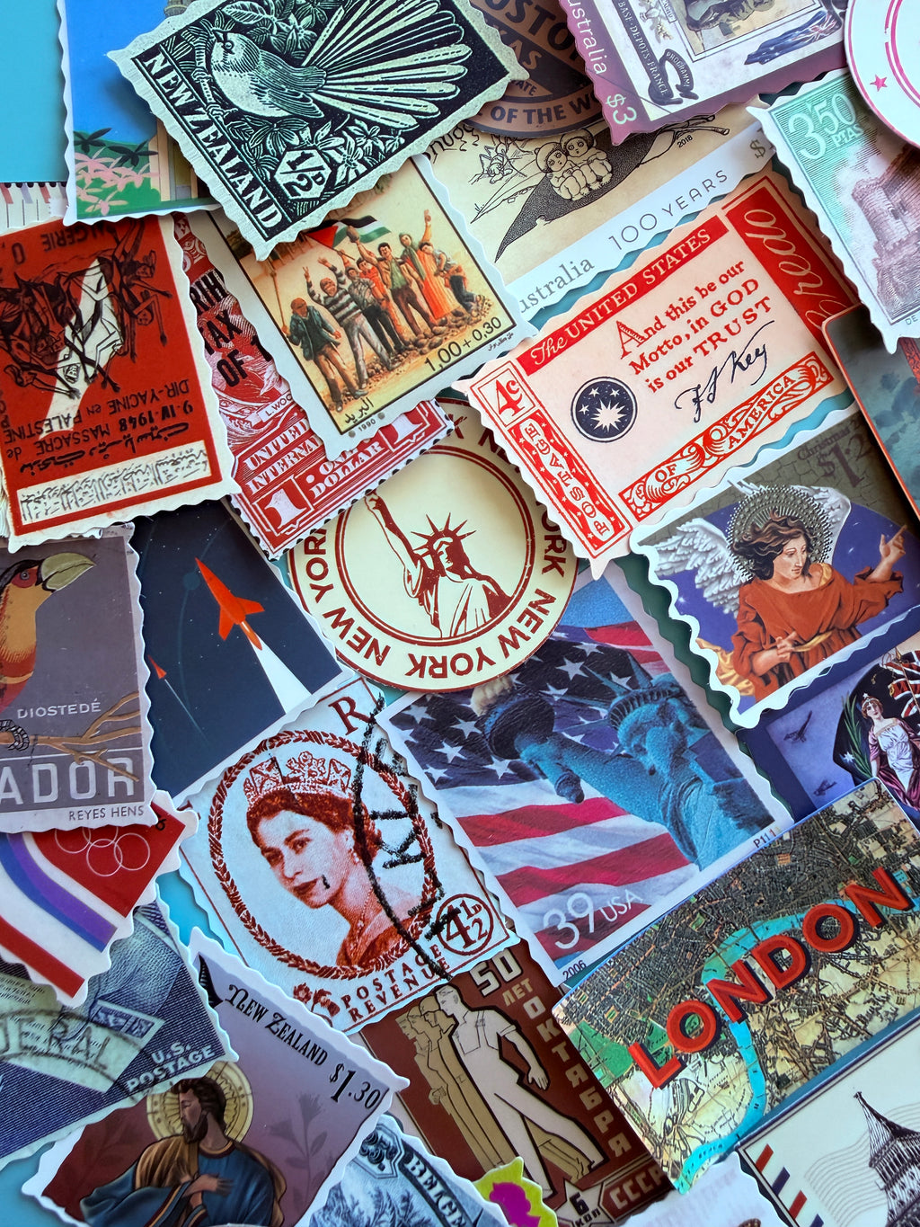 Vintage Stamp Ephemera Set 50 Pieces